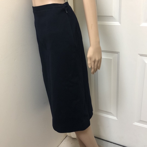 Vintage 1980’s Rodier Paris Dark Blue Wool Knit Straight Midi Skirt - Picture 2 of 3